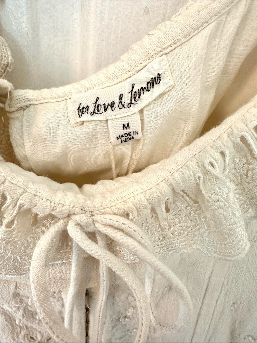 For love and lemons Cream Peasant Midi Dress with Ruffle Neckline - Picture 5 of 8